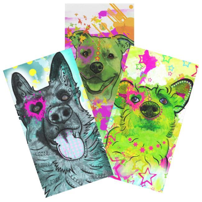 Badehandtuch mit Lieblingsmotiv – Popart-Hundemotiv, 75x165 cm, 100 % Polyester, weich & schnelltrocknend